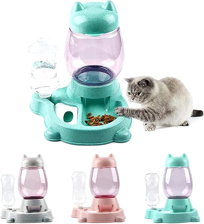 Massage cushion 2.2L Pet Water Dispenser Cat Automatic Feeder Plastic Dog Water Bottle Food Water Pet Feeding Bowl Drinking Feeder Device (Color : Grey1) (Grey)