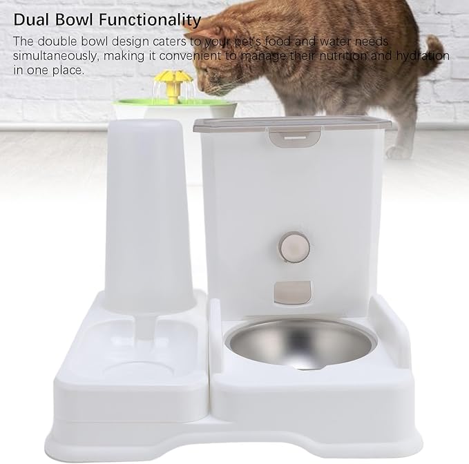 Automatic Pet Feeder, Large Capacity All in One Food Water Dispenser Pet Feeder Station for Home Travel