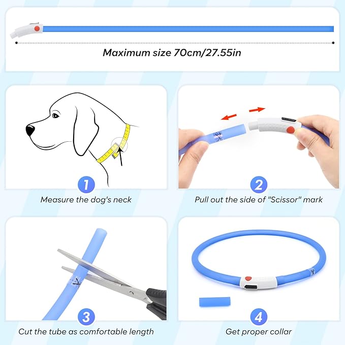 BSEEN Light Up Dog Collar - 2 Pack LED Dog Collar Rechargeable, Silicone Cuttable Glow in The Dark Dog Collar Light, Flashing Safety Dog Lights for Night Walking (Pink+Blue)