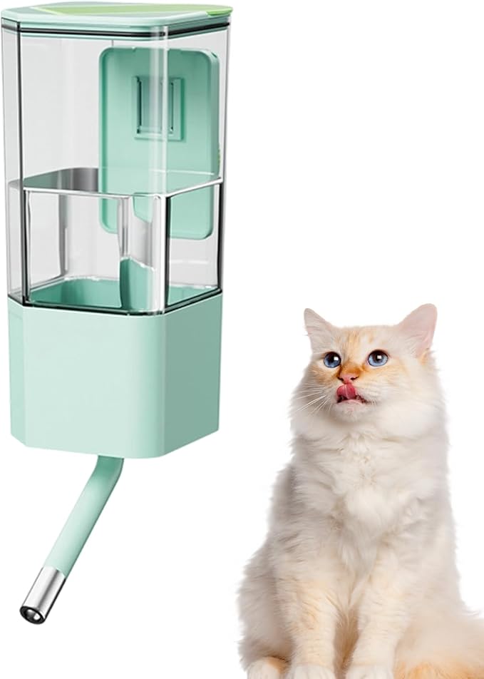 Dog Water Dispenser,Automatic Cage Mounted Top Fill Waterer - 49oz Spill-Proof Water Dispenser for Dogs - for Small Medium Sized Pets Cat Kitten Puppy Rabbits Home Living Room
