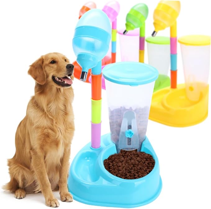 Automatic Dual-Function PET Feeder and Waterer Gravity Waterer for Dogs and Cats 2.5L Capacity Easy to Clean