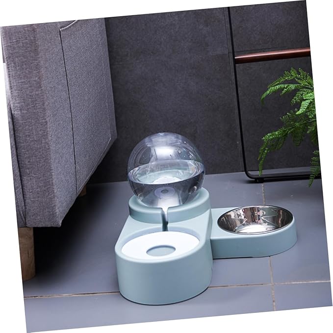 Toyvian Creative Automatic Water Feeder for Pets Double Bowl Design Blue for Cats and Dogs Smooth Surface Safe and Convenient Hydration