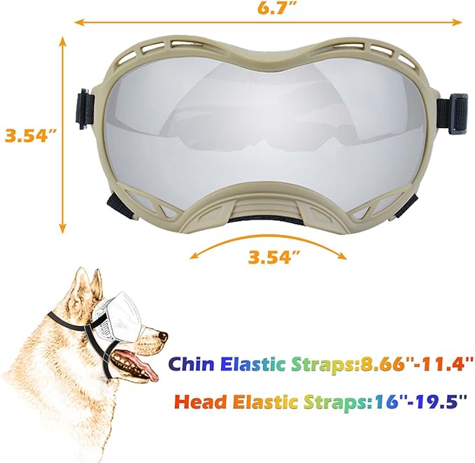 Dog Sunglasses,Doggles Anti-UV Protection,Pet Sunglasses with Adjustable Strap,Suitable for Motorcycle Car Driving Bike Riding Hiking Swimming Wind Dust Fog Dog Eye Protection