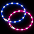 BSEEN Light Up Dog Collar - 2 Pack LED Dog Collar Rechargeable, Silicone Cuttable Glow in The Dark Dog Collar Light, Flashing Safety Dog Lights for Night Walking (Pink+Blue)