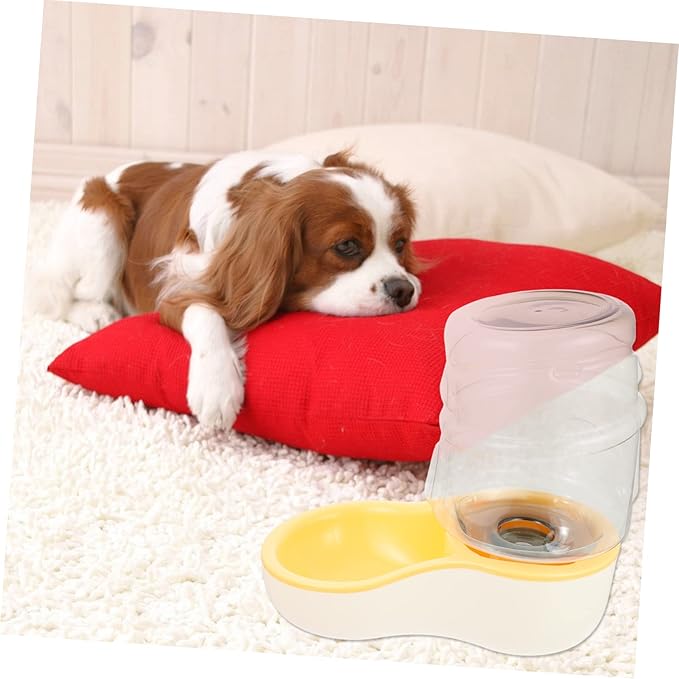 SUPVOX 1pc Automatic Pet Water Feeder for Dogs and Cats Cream Yellow Drinking Bowl Deepened Trough Easy to Suitable for Pets Water Dispenser