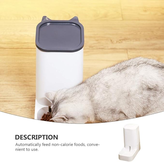 balacoo 1pc Automatic Cat Feeder Opaque Plastic Dog Cat Food Dispenser for Freshness Easy Rotation Grain Supply for Busy Owners