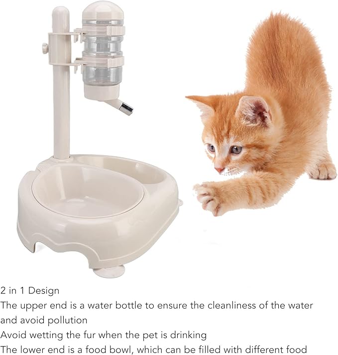 Zerodis Pet Water Dispenser Bowl, Automatic Pet Water Dispenser Dog Standing Water Food Feeder Prevent Slip Adjustable Height Cat and Dog Water Bowl
