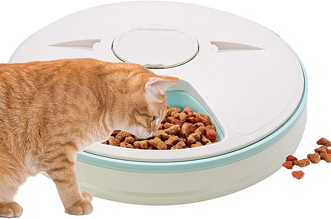 Automatic Cat Feeder Auto Cat Food Dispenser Smart Cat Feeder for Dogs, Cats & Small Animals W/Programmable Timer with 6 Meals Suitable Wet & Dry Food with Voice Reminder