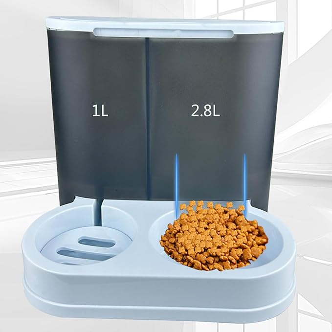 Automatic Dog Double Food Bowl Water Dispenser - Large Capacity Feeder Dogs Cats