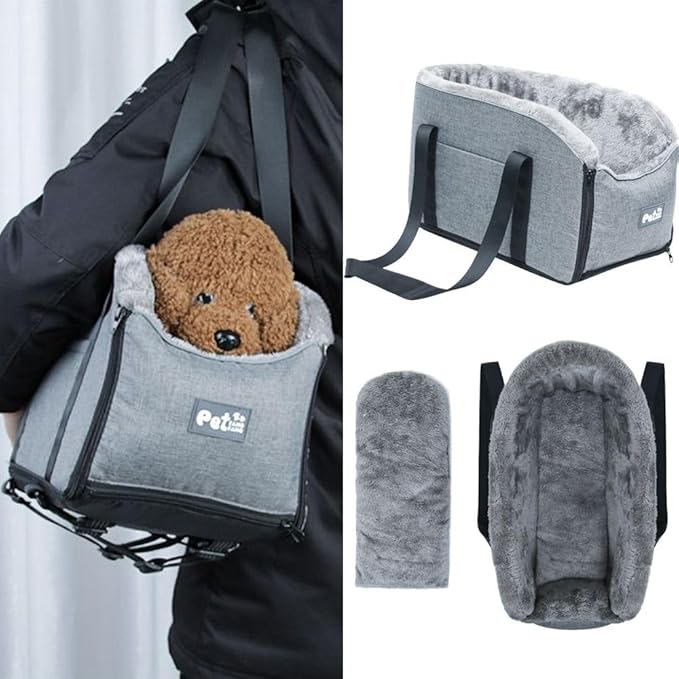Washable Dog Console Car Seat Portable Detachable Pet Car Booster Seat Pet Supplies Linen Arctic Fleece Travel Tote Bags Dogs Cats