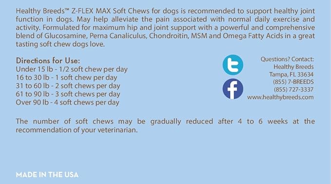 Healthy Breeds Flat Coated Retriever Z-Flex Max Hip & Joint Soft Chews 100 Count