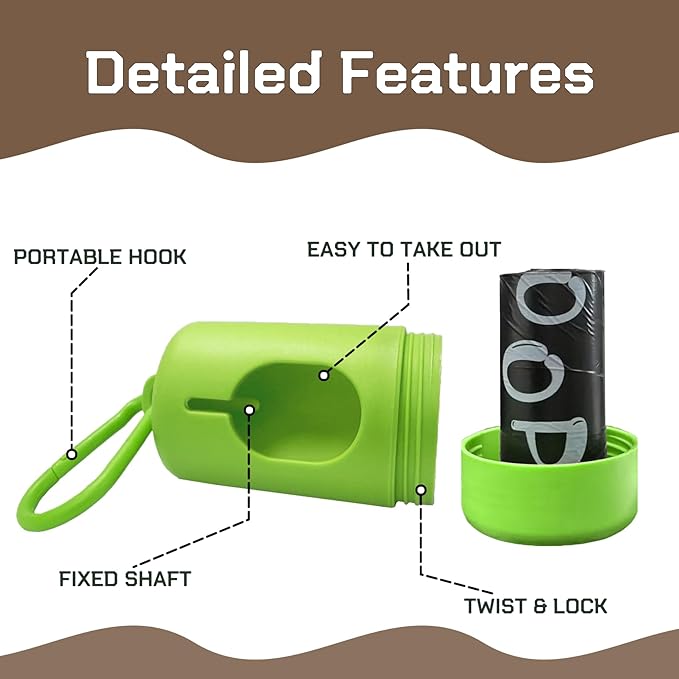 Dog Poop Bags Rolls with Dispenser - Scented & Leak-Proof Dog Waste Bags in Green/Black, 13x9 Inch Extra Large Poop Bags for Dogs, 120/360/630 Counts