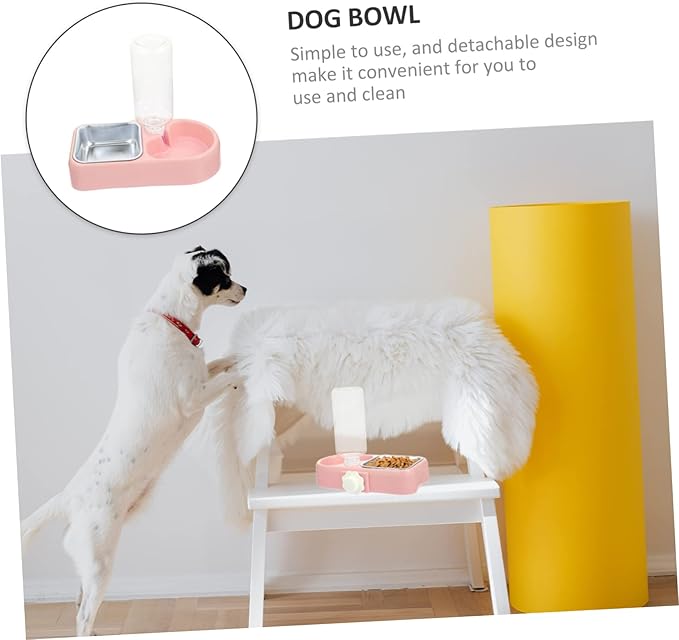 Happyyami 1set Automatic Pet Feeder Water Dispenser Hanging Double Bowl for Dogs and Cats Convenient Detachable Design for Easy Cleaning and Use for Stores Box