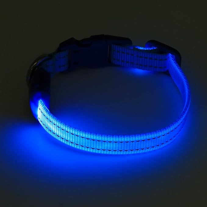 Candofly Light Up Dog Collar - USB Rechargeable Glowing Puppy Collar, Glow in The Dark Dog Lights for Night Walking Camping(X-Small, Blue)