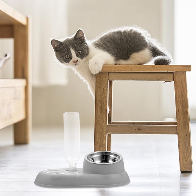 SUPVOX Automatic Cat Water Dispenser and Food Feeder Pet Water Bowl for Dogs and Cats Minimalist Design Suitable for Home and