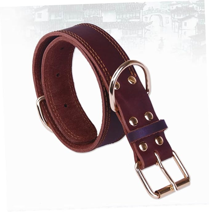 Genuine Leather for Small Medium Large Breeds Durable Grade Design Comfortable Padded Neck Protection for and Walking