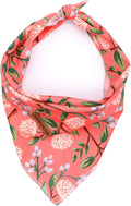 Elegant Little Tail Floral Dog Bandana 1PCS Washable Reversible Cotton Bibs Scarf, Adjustable Square Kerchief for Small to Large Dogs and Cats