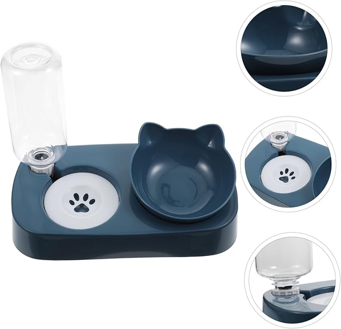 1Set Automatic Pet Feeder with Non Spill Design Cat Dog Food and Water Bowl Detachable Transparent Bottle for Easy Cleaning for Cats Dogs and Rabbits
