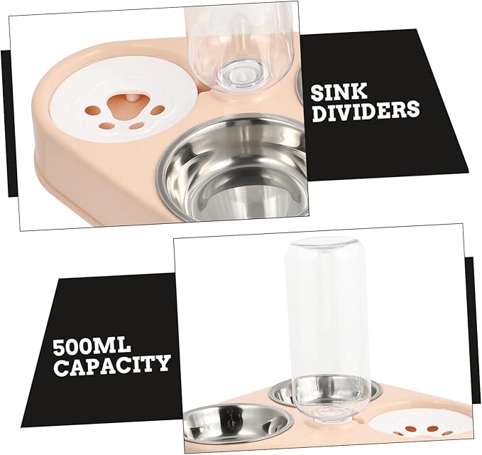 Cat Dog Automatic Water Dispenser Stainless Steel Food Bowls Pet Feeding Bottle