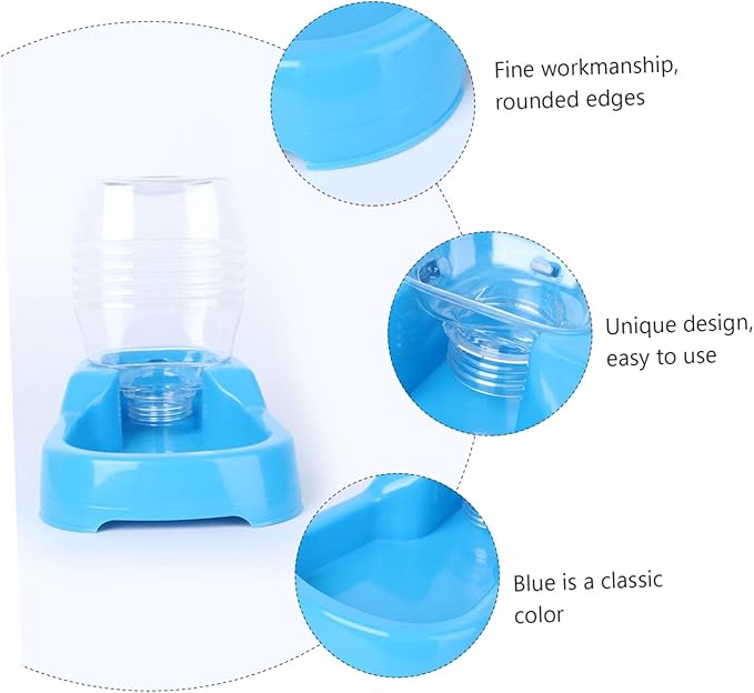 2pcs Blue Pet Water Feeder Bowl Creative Drinking Tool for Dogs and Puppies Smooth Surface Unique Design Safe for Home and Pet Shops Convenient Automatic Water Dispenser