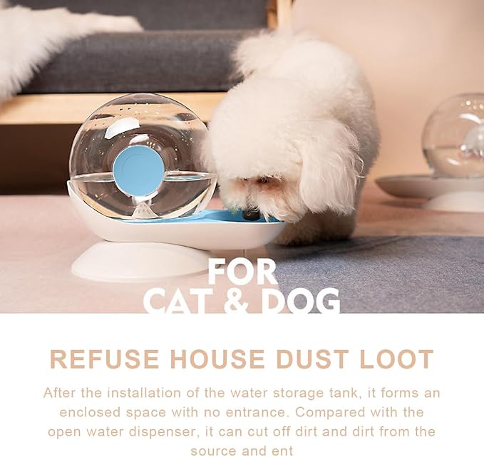 CLICIC Cat Dog Water Dispenser Automatic Water Drinking Fountain for Small or Medium Size Dogs Cats Easy to Clean Snail Shape 2.8L Blue