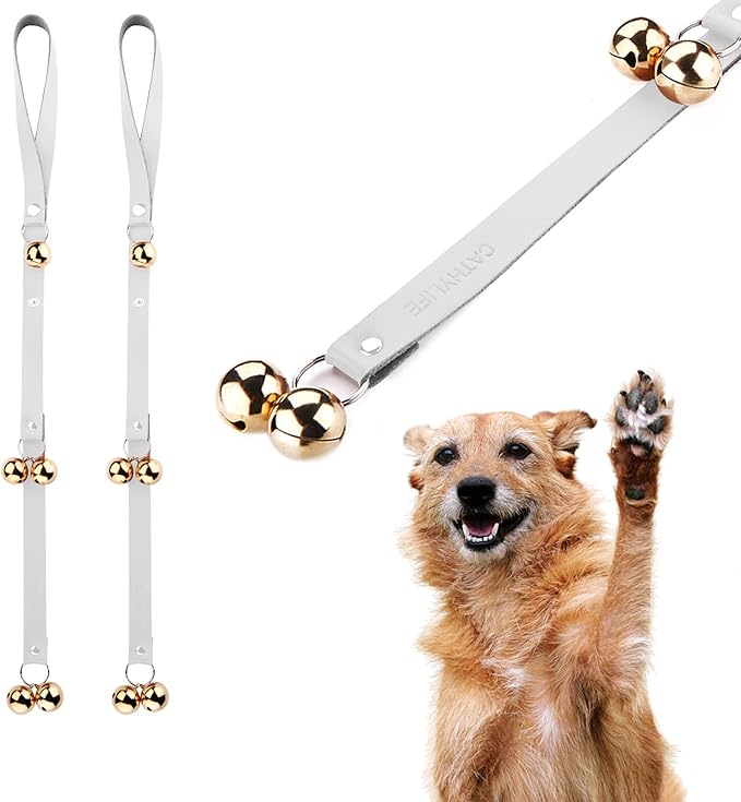 Leather Dog Doorbells for Door Knob, Dog Bells to Go Outside & Puppy Potty Training, Adjustable Brass Dog Bell, Makes Training Your Puppy a Breeze.