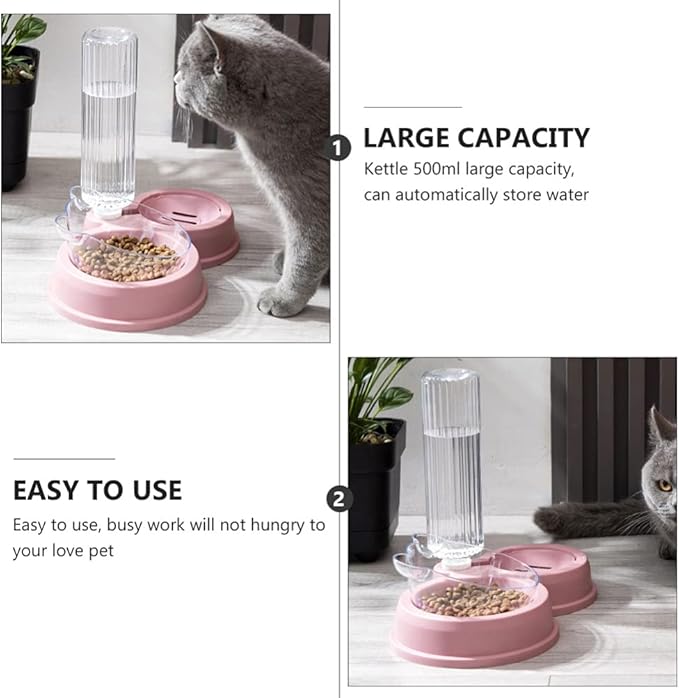 POPETPOP Automatic Pet Water and Food Dispenser Bowl Capacity Dual Compartment Design for Cats and Dogs Easy to Safe Feeding for Pets