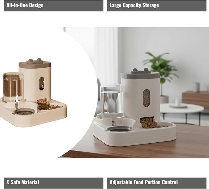 Automatic Pet Feeder with Water Dispenser - Self-Feeding Station for Cats and Dogs, Ideal for Home or Travel Use