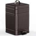 CEROELDA Small Trash Can with Lid-5L/1.3 Gal,Stainless Steel Outdoor Dog Poop Garbage Can-Farmhouse Retro Metal Waste Bin w/Step Pedal for Bathroom Bedroom Office-Soft Close-Brown