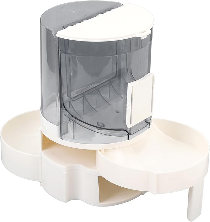 Pilipane Automatic Cat Dog Feeder Double Layer Dry Wet Separate Rotating Storage Pet Water Dispenser for Small Medium Pets (Gray)