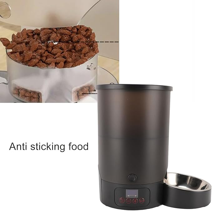 HEEPDD 3L Automatic Cat Feeder, Large Capacity Pet Food Dispenser Timed Dog Feeders with Stainless Steel Bowl Dual Power Supply for Pets Cats Dogs (Black Single Bowl)