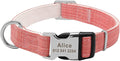 Personalized Dog Collar Nylon Print Dog Collars Customized Puppy Pet Collar Engraved Name ID for Small Medium Large Big Dogs Pug 119 Pink L