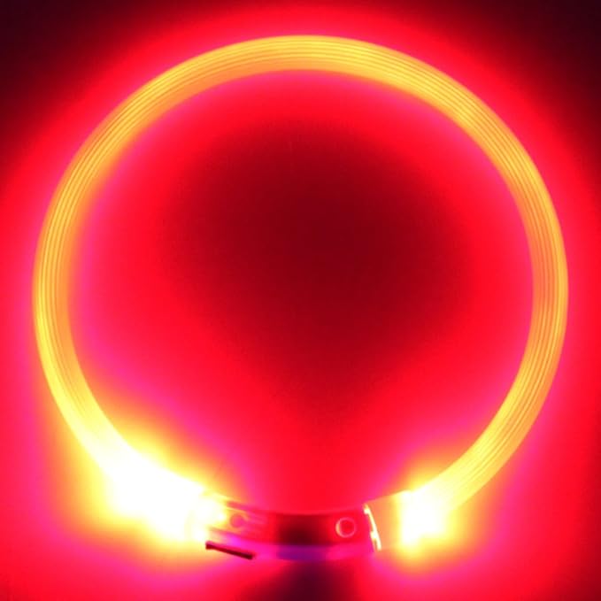 Rechargeable LED Night Flashing Luminous USB Charging Pet Dog Puppy Neck Collar Yellow 35cm
