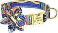 Custom Flower Dog Collar Nylon Floral Printed Pet Dog Collars Personalized Puppy Collar for Small Medium Large Dogs Cat Pitbull 152 Blue M