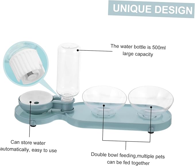 Milisten Cat Slow Feeder Automatic Water Dispenser Tilt Bowl Pet Drinking Bottle Food-Grade