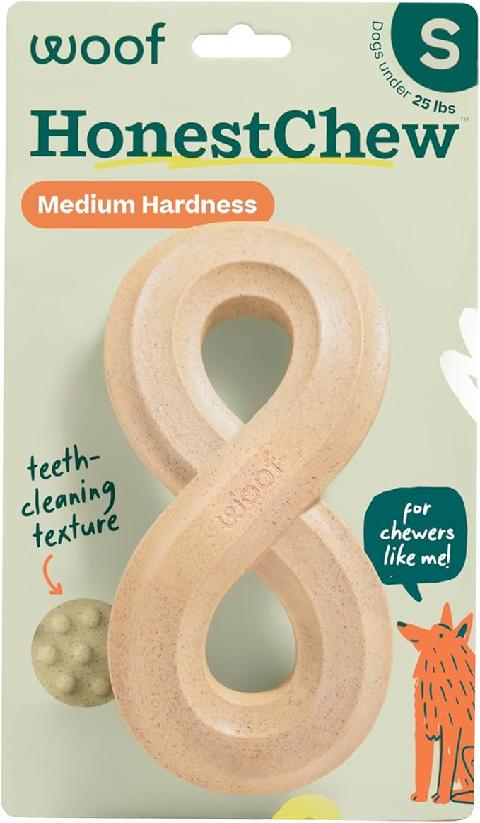 WOOF HonestChew Dog Toy Infinity - Durable Dog Chews - Made with Natural, Plant-Based Ingredients - Splinter-Resistant - Safer Than Dog Bones - Small
