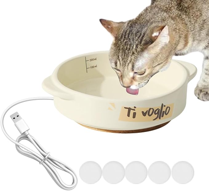 Ceramic Pet Heating Bowl - Constant Temperature Drinking Dish, Automatic Warm Water Feeder, Cold Weather Care Accessory | Chickens Birds Rabbits Cats for Chickens Birds Rabbits Cats
