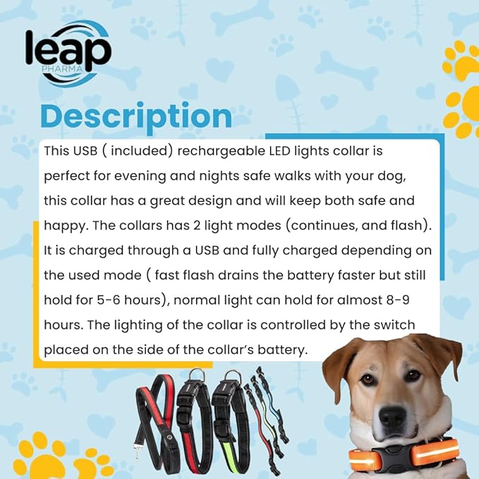 LED Dog Collar Light Rechargeable Color Changing, Glow in The Dark Dog Collars Waterproof Glowing Dog Collars for Large Small Medium Dogs (Large, Green)