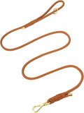 Durable Handwoven Dog Leash for Small & Medium Dogs, 5/16 inch Rope Lead with Anti-Tangle Swivel Clip, Soft & Lightweight, 5FT Long – Ideal for Daily Walking & Training (Carmel Brown)