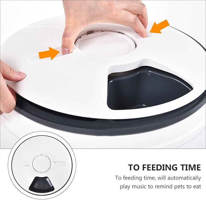 Yardwe Automatic Pet Feeder Six Feeding Holes, Detachable Pet Food Bowl, Timer Controlled Portion Dog and Cat Food Dispenser for Scheduled Feeding, Gray White