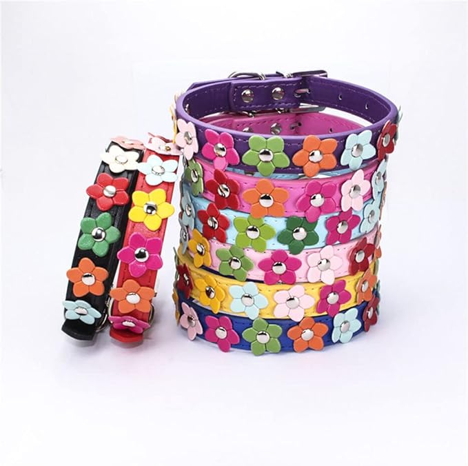 Mini Colorful Flower Puppy Dog Collar Girl Cat Collars Purple L