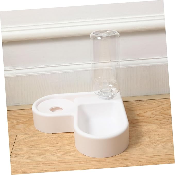 Angoily 2pcs Corner Shape Pet Feeder Automatic Water Dispenser Bottle Dual Bowls for Cats Dogs Practical Non- Design Detachable Nozzle Plastic Pet Supplies