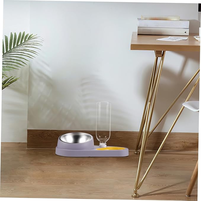 POPETPOP Automatic PET Feeder and Water Dispenser Detachable Dog and Cat Bowls Spill Design 2-in-1 Feeding Station for Dogs and Cats Plastic