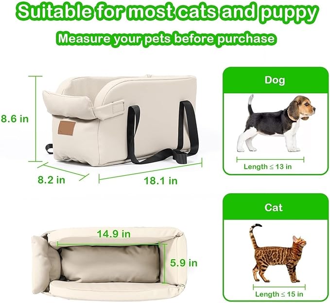 Dog Car Seat Dog Car Seat Centre Console Dog Booster Dog Car Seat Small Dog Cat Booster Seat for Dogs Cats Pets Up to 22lbs