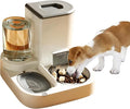 Gravity Pet Feeder and Water Dispenser Set,2 in 1 Automatic Pet Feeder Dispenser,Automatic Cat Food Dispenser, Detachable,Easy Clean,Integrated Large Capacity Dog 1L Water Bowl 2.8L Food Bowl