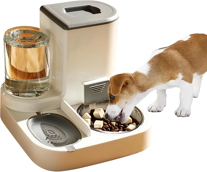 Gravity Pet Feeder and Water Dispenser Set,2 in 1 Automatic Pet Feeder Dispenser,Automatic Cat Food Dispenser, Detachable,Easy Clean,Integrated Large Capacity Dog 1L Water Bowl 2.8L Food Bowl