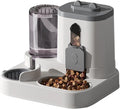 2-in-1 Automatic Feeder & Water Dispenser, Automatic Dog Water Dispenser for Small to Medium Dogs Cats, Large Capacity (Grey)