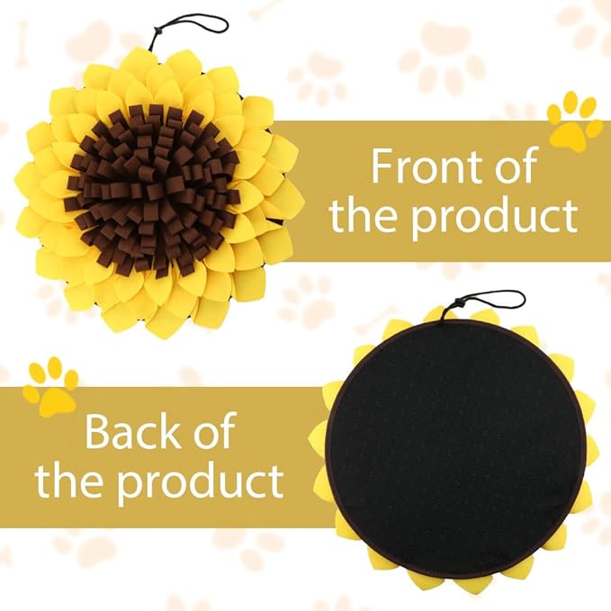 Snuffle Mat for Dogs, Pet Feeding Mats Puppy Sniffing Pad 20x20inch, Sunflower Shaped Snuffle Mat, Cat Doggies Interactive Toys for Multiple Breeds Training and Stress Release