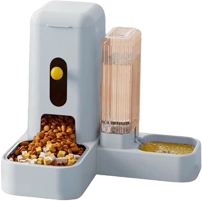 Automatic 2-in-1 Dog Feeder and Gravity Water Dispenser, Double Bowls Pet Feeding Station, Easy to Use & Clean, Suitable for Small to Medium Dogs and Puppies