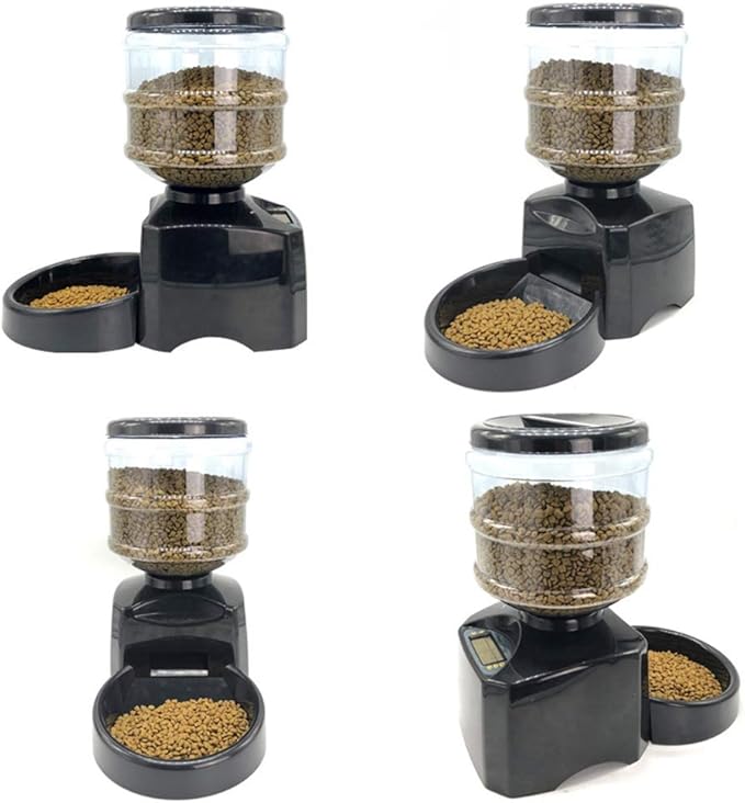 Pet Dog Cat Automatic Feeder Feeding Machine Bowl Three Meals Timing Quantitative Small Medium Dogs Battery Microcomputer 5.5L Black Portable